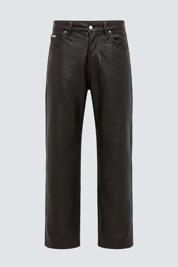 PANTALONE LARGO EFFETTO PELLE - immagine 1